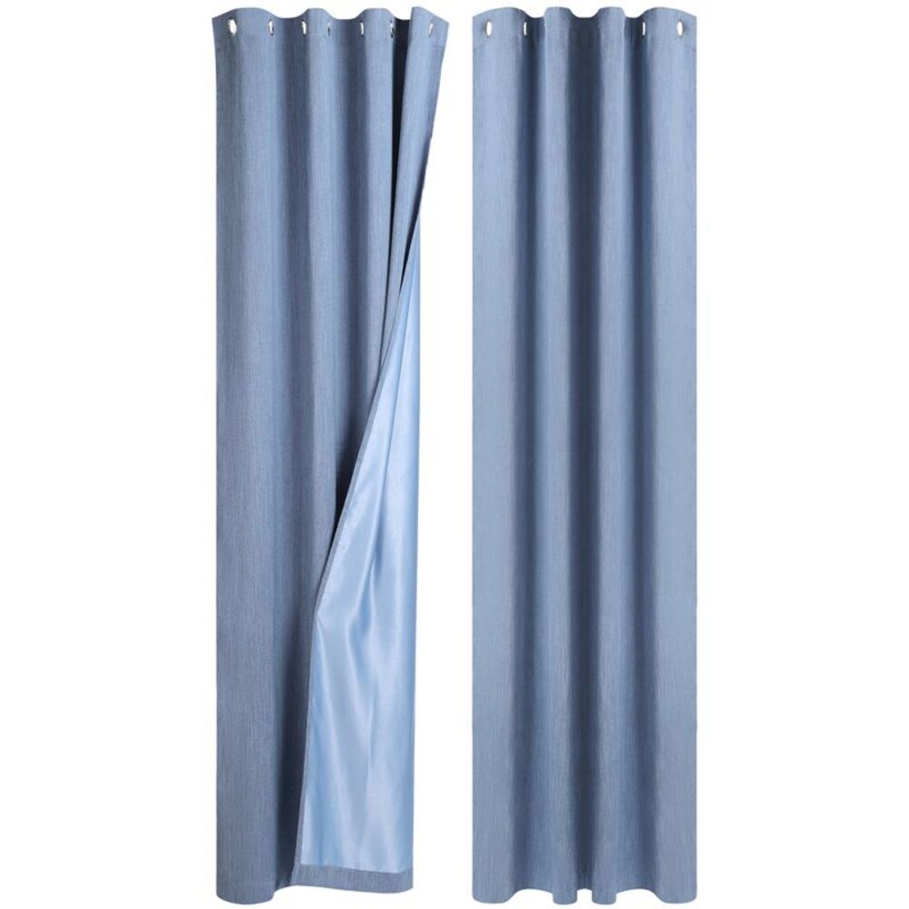 2 Panels Linen Look Blackout Curtains Gommet Top 52"W x 108"L Steel Blue